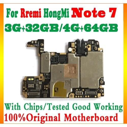 100% Original Mobile Electronic Panel For Xiaomi Redmi Hongmi Note 7 Motherboard 32GB 64GB logic Circuit Board Plate Good works