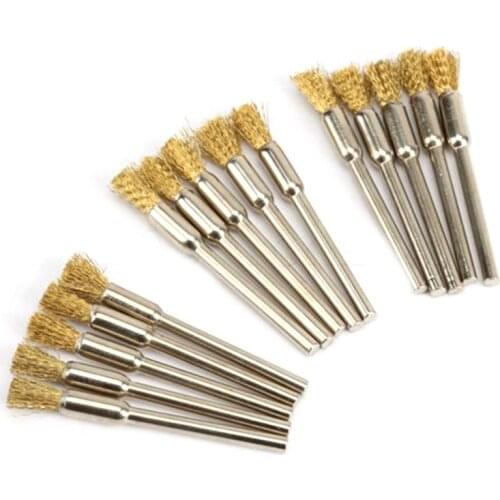 15pc Brass Wire Wheel Brush Buffing Rotary Die Grinder Polishing Drill Bit Set