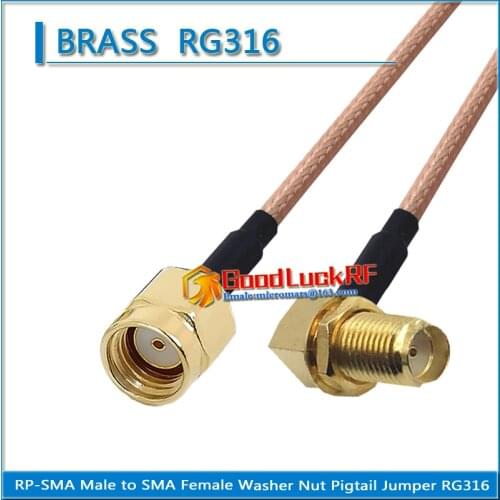 1X Pcs RPSMA RP SMA Male to SMA Female Washer O-ring Bulkhead Panel Mount Nut 90 Degree plug Pigtail Jumper RG316 Cable Coaxial