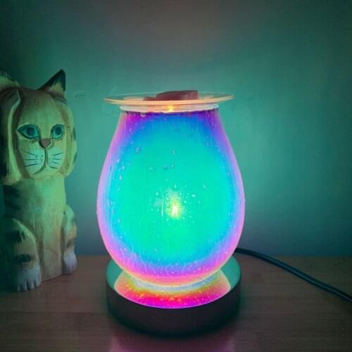 3D Firework Lamp Touch Wax Melt Incense Burner Dimming Light Practice Oil Diffuser Glass Diffuser Tart Burner Aroma Decor