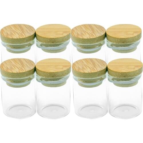 5pcs 15ml Glass Bottle With Bamboo Cap Empty Glass Bottles Liquid Food Grade Tea Liquorice Candy Saffron Jars Vials Wholesale