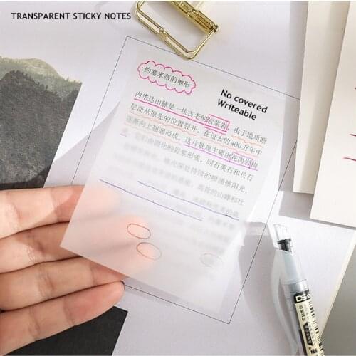 50 Sheets Waterproof PET Transparent Memo Sticky Note Paper Daily To Do It Check List Paperlaria School Stationery