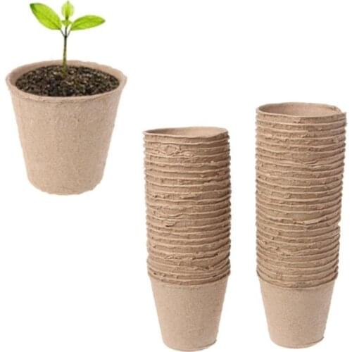 50pcs 6cm Garden Round Peat Pots Plant Seedling Starters Cups Nursery Herb Seed Tray Planting Tools Garden Supplies