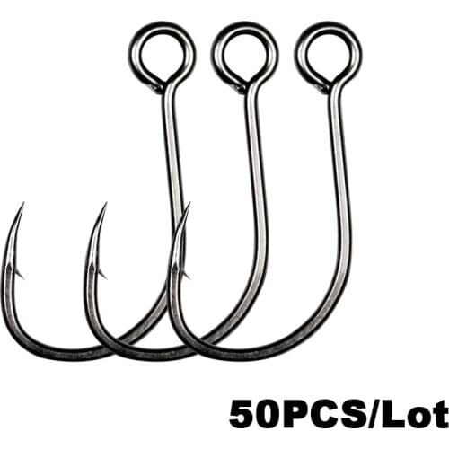 50pcs Big Eyes Single Hooks Barbed Fishhooks High Carbon Steel Spare Hook For Fishing Lure Bait Fishing Tackle Accessories