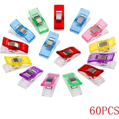 60pcs/pack Plastic Wonder Clips Clamps For Crafts Quilting Sewing Accessories Knitting Crochet Tool