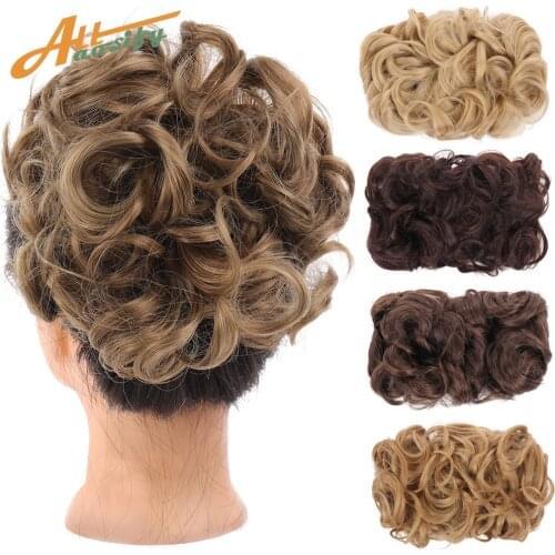 Allasosify Hair Bun Messy Hair Bun Curly Chignon Synthetic Hairpiece For Women Hair Combs Clip in Hair Extension Updo