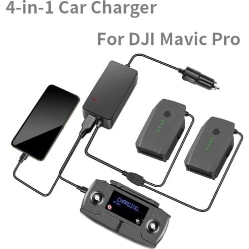 4in1 Car Charger for DJI Mavic Pro Platinum Camera Drone Battery Portable Smart Travel Charger Dual Output Charging Accessories