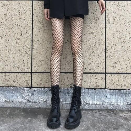 Laamei Fishnet Transparent Stockings Over Knee Black White Sexy Suspender Tube Silk Thigh High Cute Sexy Erotic Gothic Stocking