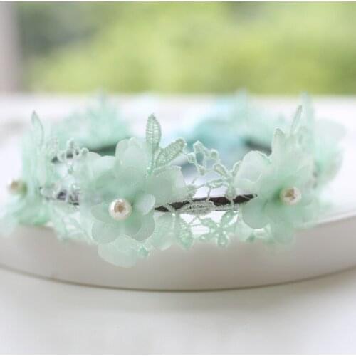 Boutique 15pcs Fashion Cute Pear Flower Girls Lace Hairbands Solid Kawaii Crochet Gauze Floral Newborn Soft Headbands Headwear