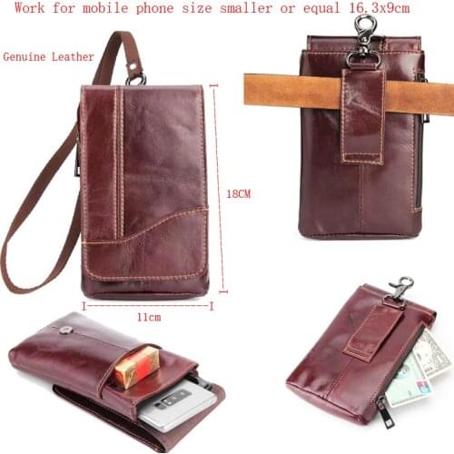 Genuine Leather Phone Case Shoulder Belt Clip Hook Loop Pouch For HTC U11/U11+/U11 Life/U Play,Butterfly 3,One X10/X9/M10/E9S