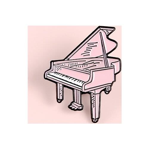 Girl Cartoon Pink Piano Brooch Bag Shirt Badges Alloy Enamel Pin Broches for Men Women Badge Pins Brooches Jewelry Accessories
