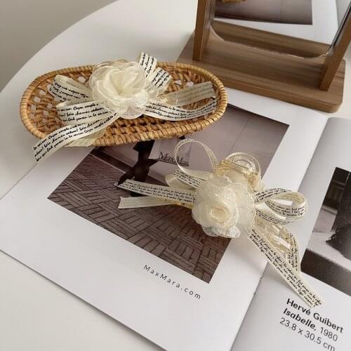 Elegant Ribbon Bow Shark Clip Hair Claws Floral Camellia Rose Catching Female Large Hair Clip Clamp Hair Accessories for Women