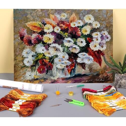 Oil Painting Style Verfour Printed Fabric 11CT Cross-Stitch Patterns Embroidery DMC Threads Hobby Handicraft Handiwork Gift