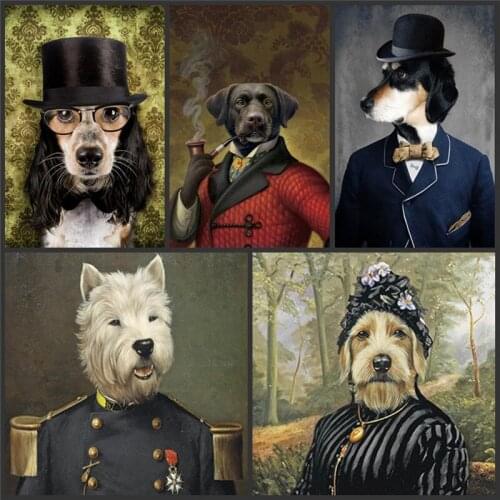Cartoon Classical Pet Dog Wall Art Canvas Painting Restoring ancient ways Animal Posters Prints Living Room Pictures Unframed