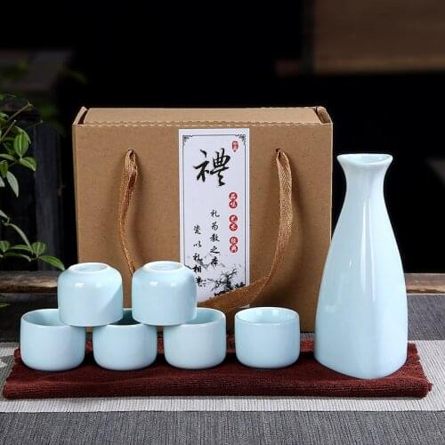 Ceramic Wine Jug Environmental Protection Box Simple Handy Gift Set 7 Head Set White Wine Cup Pot Wine Splitter Wine Glass