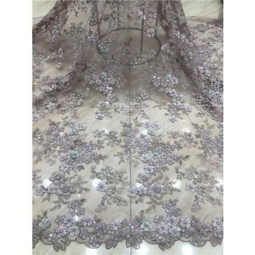 Beautiful Beaded Lace Tulle Fabric African Embroidery Net Lace Fabric SYJ-218887 With beads High Quality French Mesh Lace