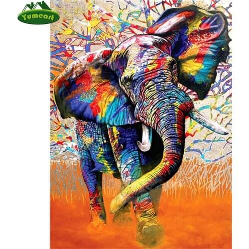 Colorful Elephant DIY Diamond Painting By Number Resin Craft Needleworks Mosaic Full Square Diamond Embroidery Home Decoration