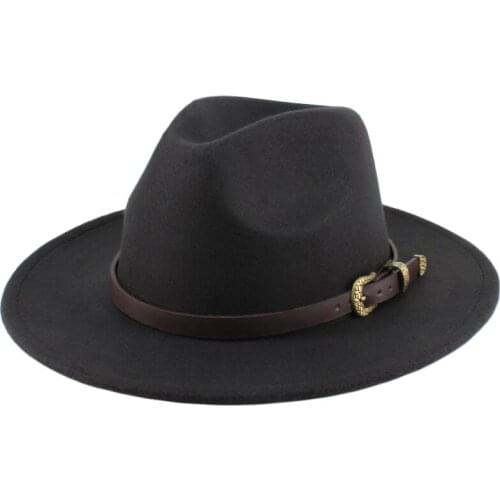 Fashion Men Women Western Cowboy Hat With Cow Head Band Wide Brim Hat Pop Jazz Hat Winter Wool Hat Size 56-58CM