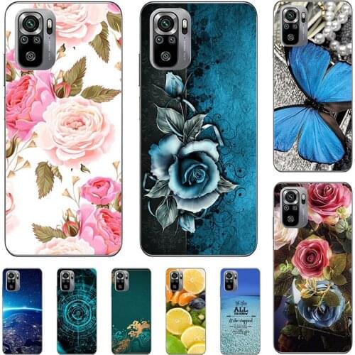 Fashion Flower Case For Xiaomi Redmi NOTE 10 Pro NOTE10 5G NOTE 10S Cover Soft Silicone Cat Printing Capa Back Coque