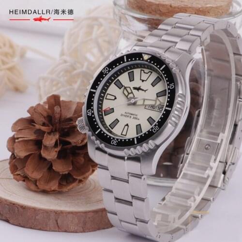 Heimdallr Mens Automatic Diving Watch Sapphire Crystal C3 Super Panoramic Luminous 200M Waterproof Japan NH36A Mechanical Watch