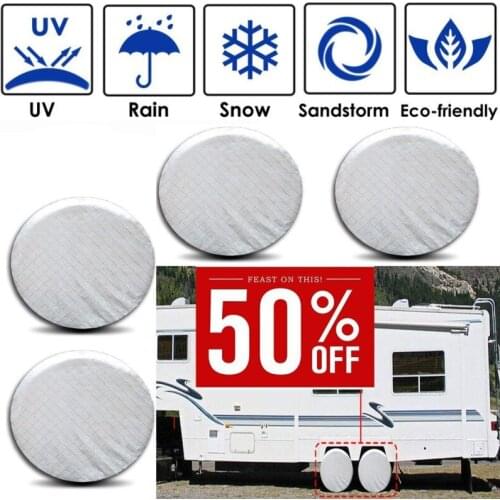 Spareflying Set of 4 Tire Covers, Waterproof Aluminum Film Tire Sun Protectors,for 27" - 29" RV Auto Truck Camper Trailer Motorh