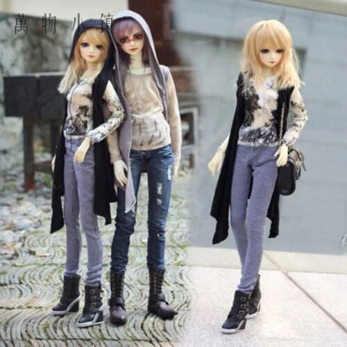 New Black/Gray/Black sequins Sleeveless Long Cardigan Shirt for BJD 1/3 1/4 MSD Doll Clothes