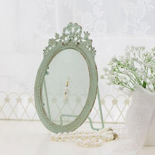 French Carved Bow Green Oval Necklace Jewelry Shelf Display Stand Decoration Home Room Desktop Card Holder Ornament Accessories