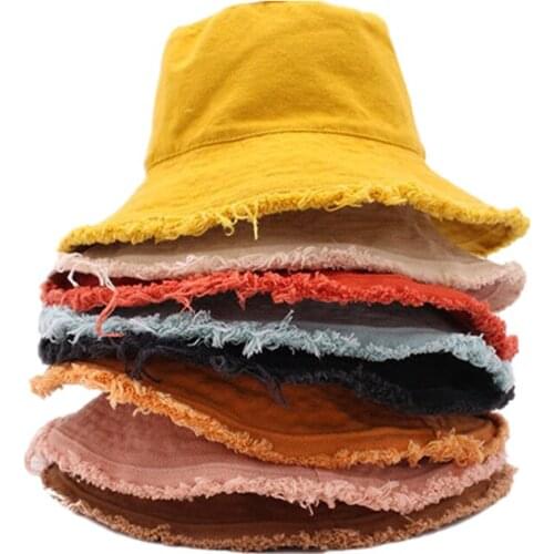 Unisex Summer Foldable Bucket Hat Women Outdoor Sunscreen Cotton Fishing Hunting Cap Wire Shape Water Wash cotton