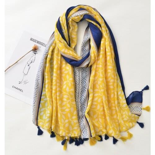 Fashion Spring Summer Women Sweet Boho Cotton Linen Print Beach Silk Scarf Shawls Wild Female Travel Long Wraps Sunscreen Hijab