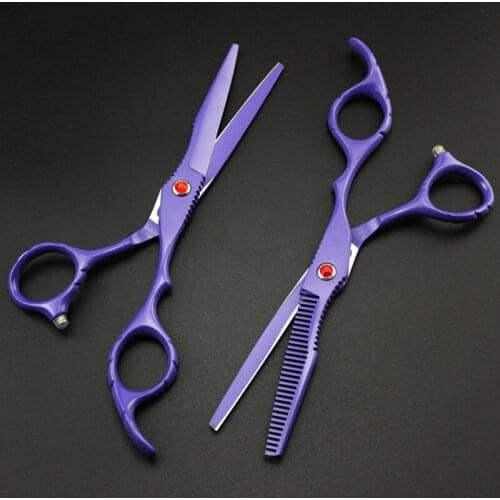 Professional Japan 440c steel 6 inch voilet hair scissors set hair cutting salon barber thinning shears hairdressing scissors