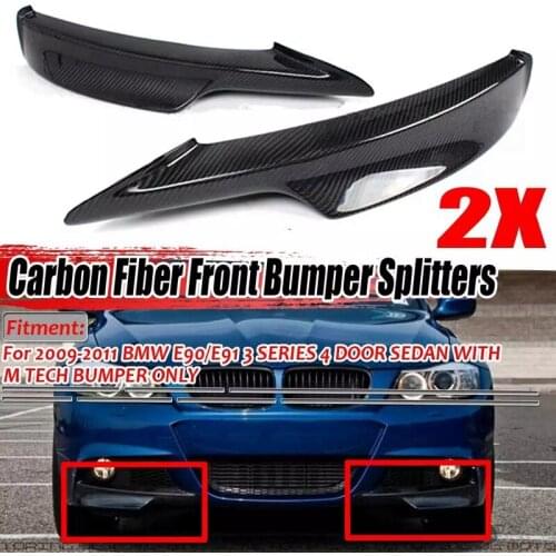 Real Carbon Fiber Front Bumper Splitter Spoiler Lip for -BMW E90 E91 LCI M-Tech 2009-2011
