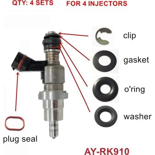 4sets For Toyota Avensis RAV4 OPA 1AZFSE 2325028030 2320928030 23250 28070 23250-28090 Fuel Injector Repair Kit (AY-RK910)
