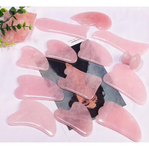 Rose Quartz Natural Jade Stone Guasha Scraper Body Masasge Chinese Gua Sha Face Care Massager Spa Acupuncture Pressure Therapy