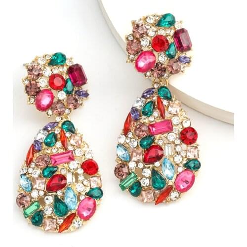 Pauli Manfi Fashionable Simple Womens Geometric Rhinestone Dangle Earrings Girl Personality Cute Casual Jewelry Accessories