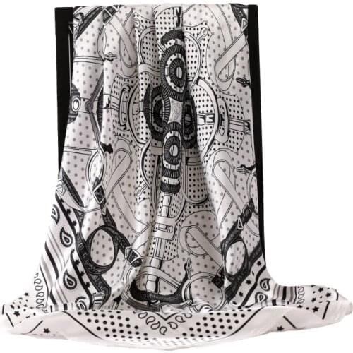 2021 Popular Summer Sunscreen Shawls Fashion Stripe Handkerchief New Print 90X90CM Silk Scarves Female Beach Dustproof Bandanna