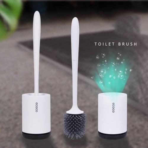 Silicone Toilet Brush With Soft Bristle, Bathroom Toilet Bowl Brush And Holder Set, Constructed Of Durable ThermoPlastic Rubber