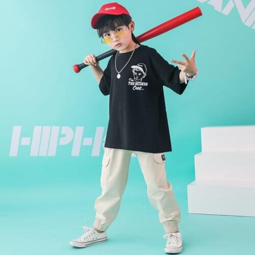Girls Boys Hip Hop T Shirt Pant Dance Costumes for Kids Jazz Ballroom Dancing Clothes Competition Costumes Stage Outfits LJ