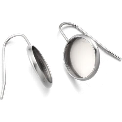 10pcs/lot 316 Stainless Steel U Shaped Ear Hook Back Earrings Blank Base Fit 12mm Glass Cabochons DIY Jewelry Making Supplies