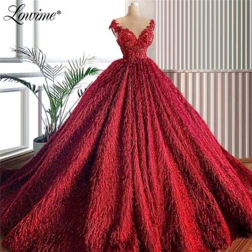 Luxury Feathers Evening Dresses Sheer Lace Kaftans Saudi Arabic Party Dress 2020 Abendkleider Middle East Women Prom Gown Custom