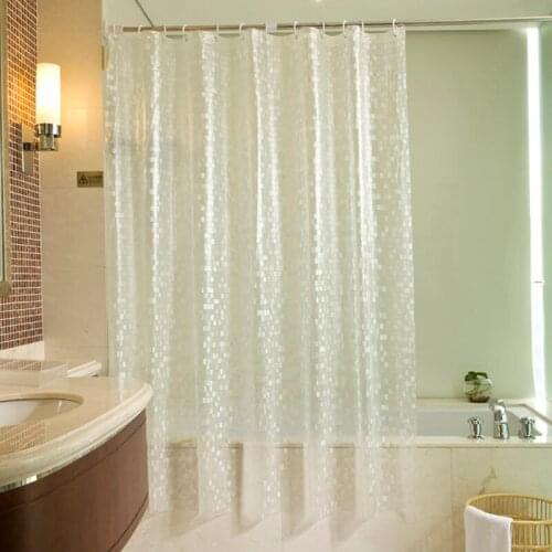 3D PVC Waterproof Shower Curtain Transparent White Transparent Bathroom Curtains Bath Curtain Bathroom Curtains with Hooks
