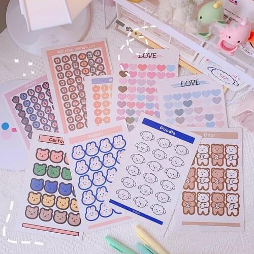 Ins Cartoon Number Labels Cute Sticker Creative Post It Notebook Mobile Phone DIY Decorative Stickers Scrapbooking Stationery
