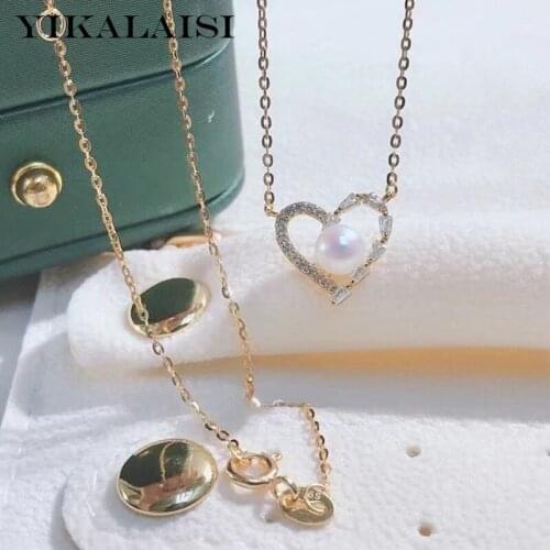 YIKALAISI 925 Sterling Silver Necklaces Jewelry For Women 6-7mm Small Oblate Natural Freshwater Pearl Pendants 2021 Wholesales