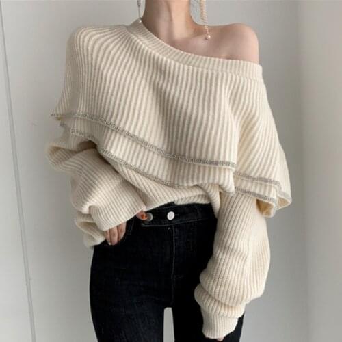 Autumn Winter Womens O Neck Sweater Designer Ruffles Knitted Pullovers Female Knitted Jumper Knitwear for Women