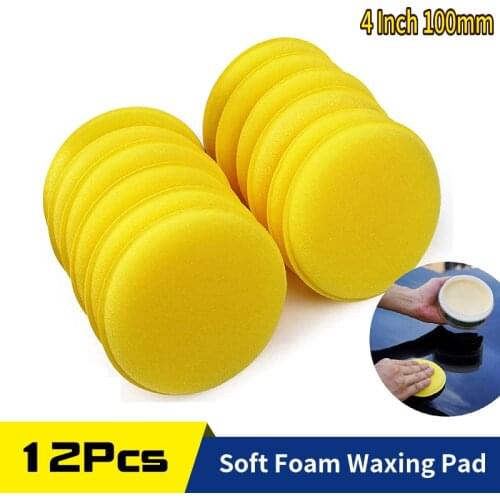 12 Pack 4 Inch Auto Care Car Wax Applicator/Round Shaped Sponge/Buffing Polishing Pad Foam Sponge Ultra-Soft Cleaning Tool