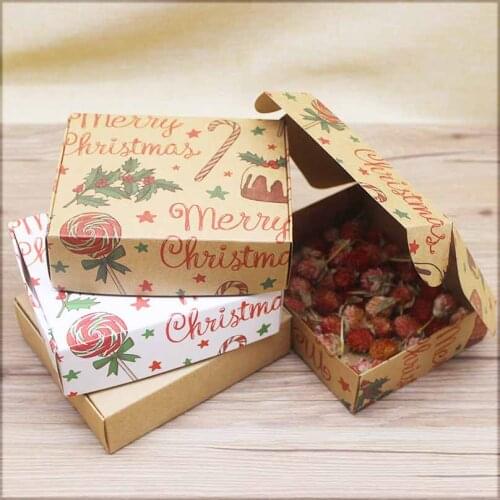 20pcs 14.5*11*4cm large size gifts boxes kraft blank candy wedding favors box Merry christmas gifts package display paper box