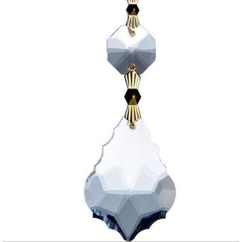 25pcs clear crystal garland strands for wedding decoration table chandelier pendant with gold bow tie connectors