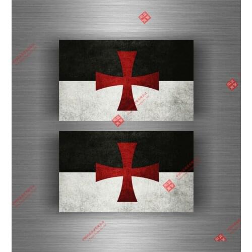 2x Flagge Aufkleber Auto Moto Motorrad Tuning Kreuz Infidel Templer Tempelritter Racing Motorcycle Helmet Stickers