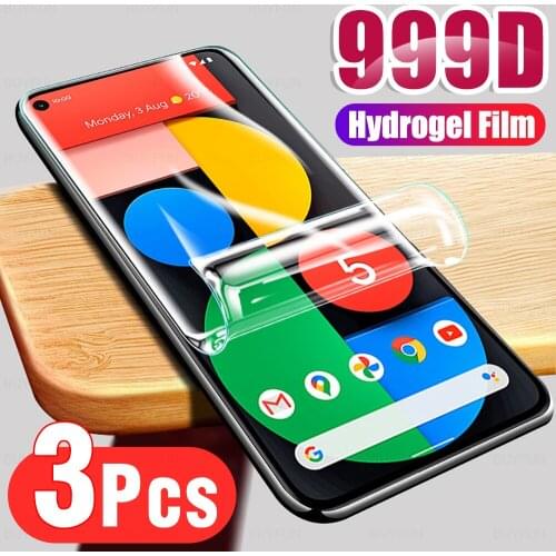 3PCS 999D Curved Hydrogel Film for Google Pixel 5 Pixel5 5G 2020 GD1YQ, GTT9Q 6.0'' Full Cover Screen Protector Film Not Glass