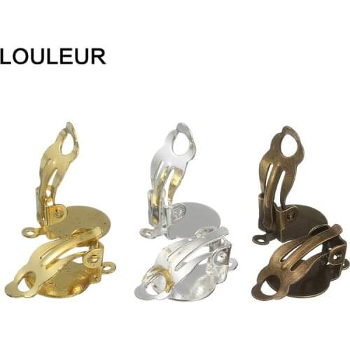 30pcs No Pierced Gold Ear Clip Base Earrings Blank Setting Fit 10mm Glass Cabochons Earring Findings DIY Jewelry Making Supplies