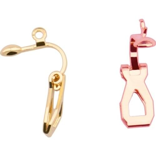 30pcs New Arrival Ear Clip (KEEP COLOR Rose Gold/Rhodium Silver Open circle Earring Part Round Line Diy Jewelry Marking